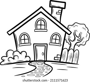House coloring page, useful as coloring book for kids, isolated