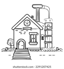 House coloring page, useful as coloring book for kids. 