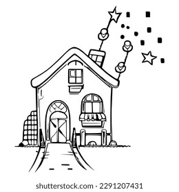 House coloring page, useful as coloring book for kids. 