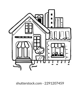 House coloring page, useful as coloring book for kids. 