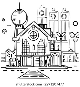 House coloring page, useful as coloring book for kids. 