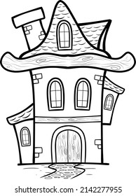 House coloring pages illustration cartoon