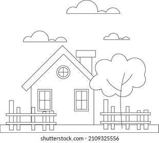 house coloring pages. coloring page for kids , kids coloring book design .simplae coloring page 