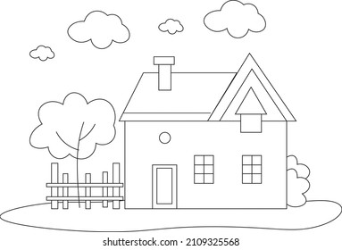 house coloring pages. coloring page for kids , kids coloring book design .simplae coloring page 