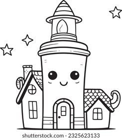 House , colouring book for kids, vector illustration	