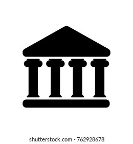 House with columns icon. Building of bank, government, court house, educational or cultural establishment with classic Greek columns. Vector Illustration