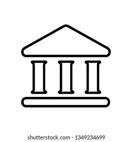 House with columns line icon. Building of bank, government, court house, educational or cultural establishment with classic Greek columns. Vector Illustration