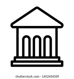 House with columns line icon. Building of bank, government, court house, educational or cultural establishment with classic Greek columns. Vector Illustration - Vector