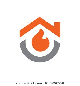 House Combined With Fire, Logo or Icon Design