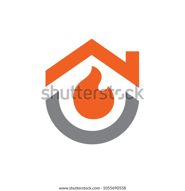 House Combined Fire Logo Icon Design Stock Vector Royalty Free