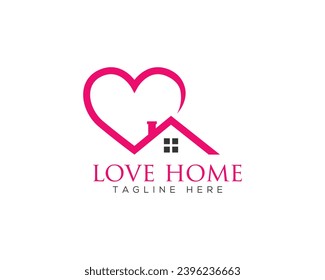 Casa Combinada Con Logotipo Creativo Del Corazón. Plantilla de diseño de logotipo de vectores hogareños de amor simple.