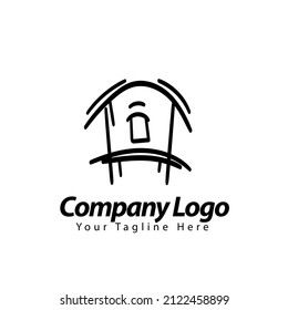 house company hand drawn logo illustration clean, graphic, abstract, technology, template, modern, shape, creative, corporate, geometric, flat, designer