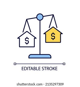 House Comparables RGB Color Icon. Similar Condition Homes Comparison. Real Estate Evaluation. Isolated Vector Illustration. Simple Filled Line Drawing. Editable Stroke. Arial Font Used