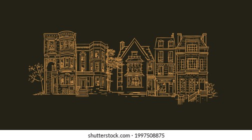Composición de la casa con un estilo vintage de antaño con fondo marrón