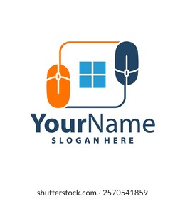 House Computer Mouse logo design vector illustration. Mouse logo concept template