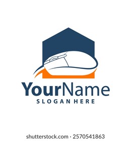 House Computer Mouse logo design vector illustration. Mouse logo concept template