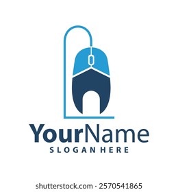 House Computer Mouse logo design vector illustration. Mouse logo concept template