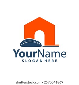 House Computer Mouse logo design vector illustration. Mouse logo concept template