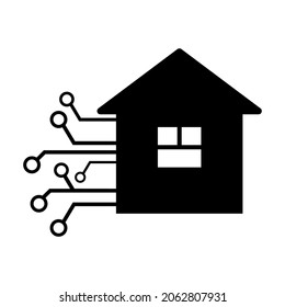 Tecnología de la casa y la computadora, signo negro para el diseño en fondo blanco, ilustración vectorial