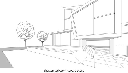 house concept 3d rendering architectural sketch
