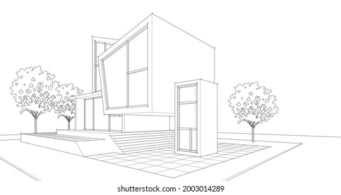 house concept 3d rendering architectural sketch