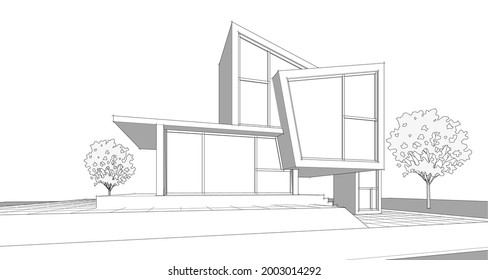 house concept 3d rendering architectural sketch