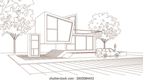 house concept 3d rendering architectural sketch