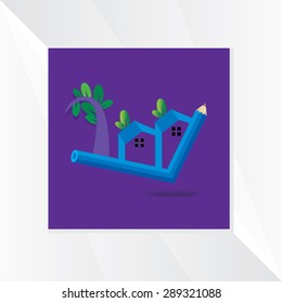 house concept connected with pencil vector illustration 