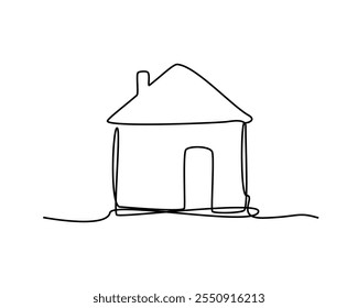 Conceito de casa em estilo de linha fina contínua. Desenho com uma única linha contínua. Casa de campo em ilustração minimalista. logotipo de arquitetura, construção, imobiliário, casa.