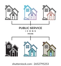 House concept illustration in vector style, suitable for public service and government themes.