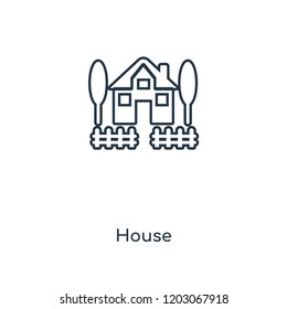 House concept line icon. Linear House concept outline symbol design. This simple element illustration can be used for web and mobile UI/UX.