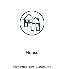 House concept line icon. Linear House concept outline symbol design. This simple element illustration can be used for web and mobile UI/UX.
