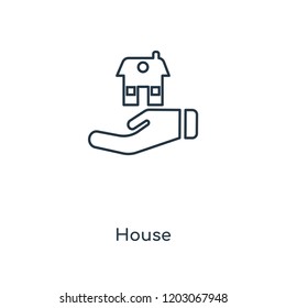 House concept line icon. Linear House concept outline symbol design. This simple element illustration can be used for web and mobile UI/UX.