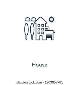 House concept line icon. Linear House concept outline symbol design. This simple element illustration can be used for web and mobile UI/UX.