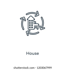 House concept line icon. Linear House concept outline symbol design. This simple element illustration can be used for web and mobile UI/UX.