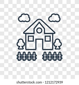House concept vector linear icon isolated on transparent background, House concept transparency concept in outline style