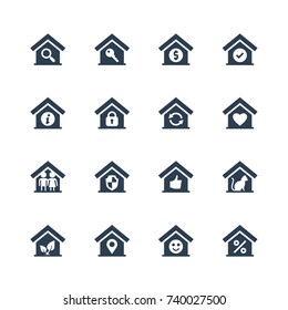 House conceptual vector icon set in glyph style