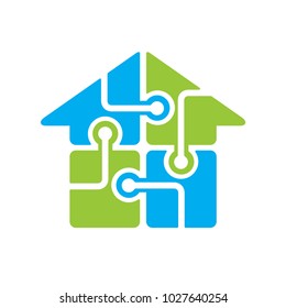 house connected logo designs