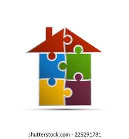 house consisting of pieces of the puzzle