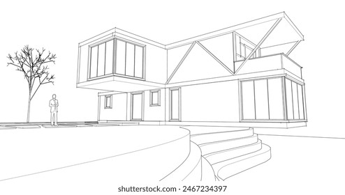 house with console 3d illustration