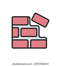 House Construction Brick Wall Icon Vector Illustration