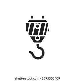 House Construction Crane Hook Filled Icon Vector Illustration