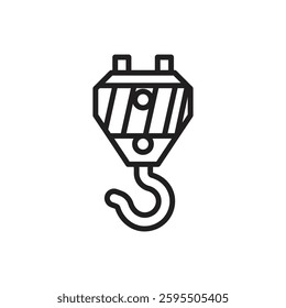 House Construction Crane Hook Outline Icon Vector Illustration