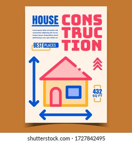 Vector de pancartas de promoción creativa de construcción de casa. Medición Del Peso Y Altura De La Construcción, Planificación De Edificios Y Proyecto De Arquitectura. Plantilla de concepto Ilustración de color con estilo