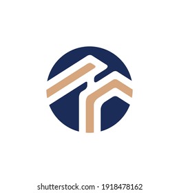 Plantilla de logotipo plano de construcción en forma de círculo