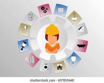 house construction icons set
