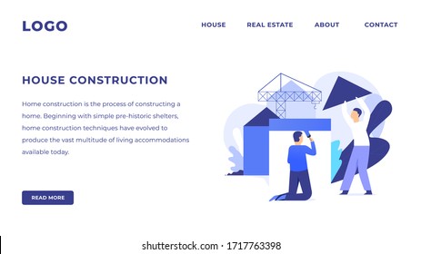 Illustrationskonzept für Vektorillustrationen im Hausbau, kann für Website, Landing Page, Web, App und Banner verwendet werden.