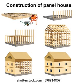 House construction infographics set. Vector illustration on white background. 