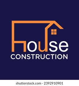 House construction logo design simple concept Premium Vector