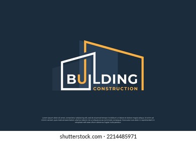 house construction logo design with word mark and typography art vector.
